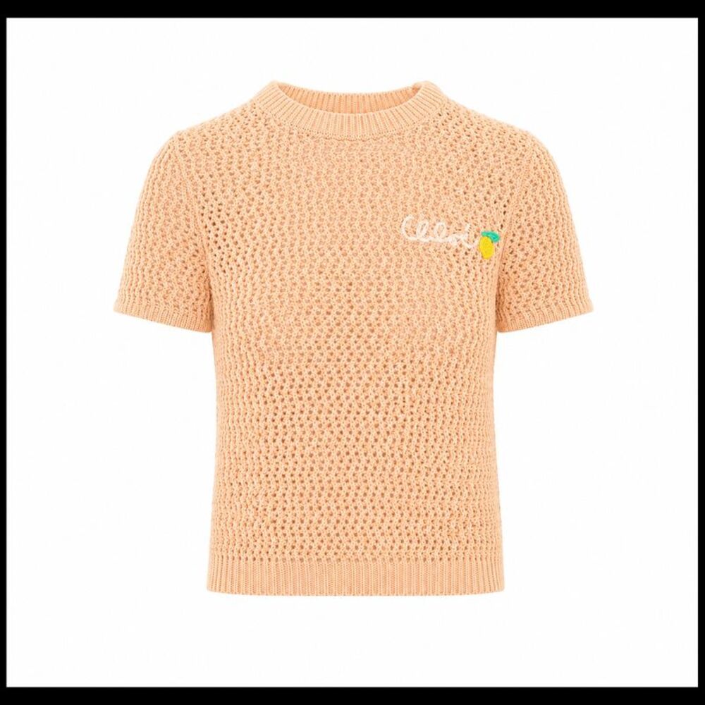 Chloe' Women Logo Crochet Short Sleeves Sweater